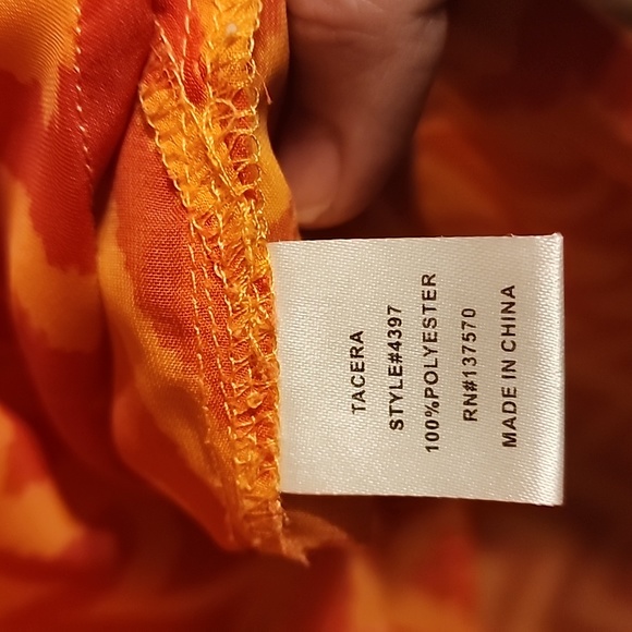 TACERA Sheer airy two tone orange chevron Top B7 - Picture 6 of 7